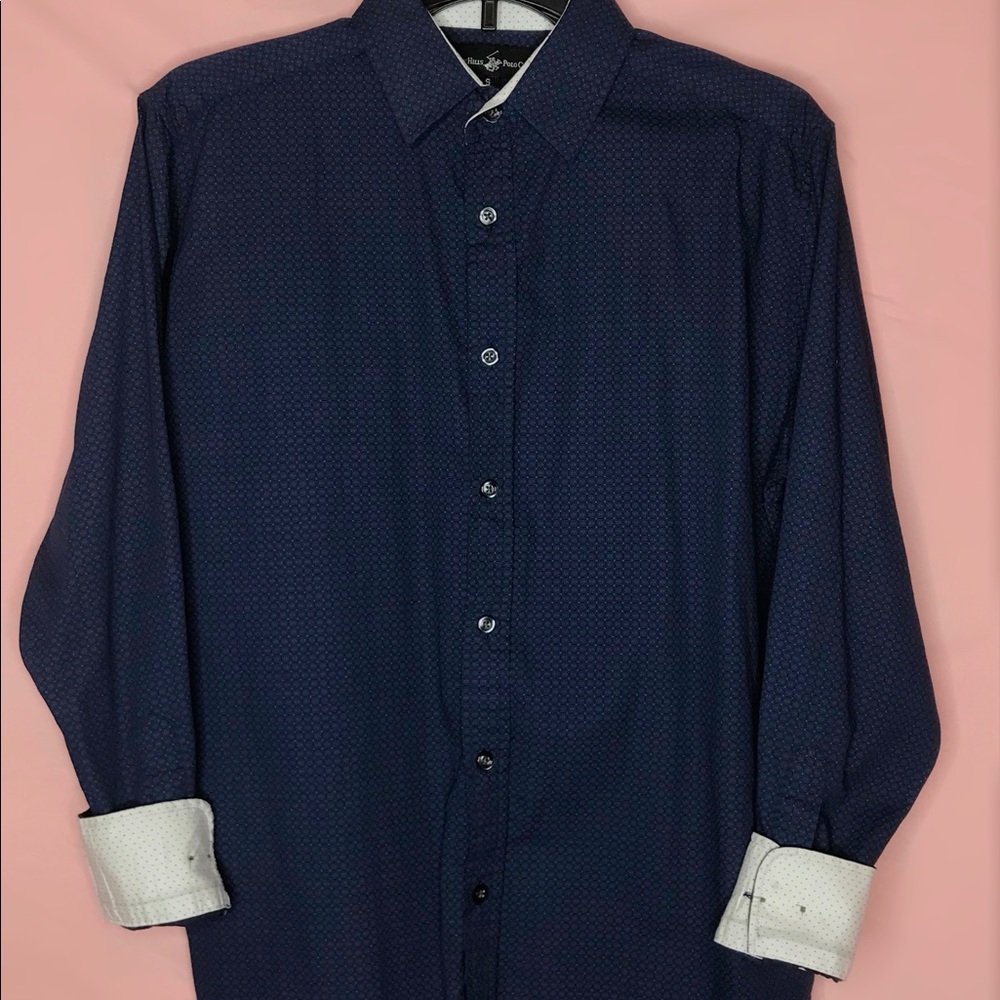 Long Sleeve Polo Button Down Small Mens